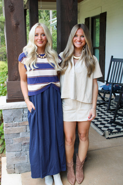 Estelle Suede Skirt Set- Beige