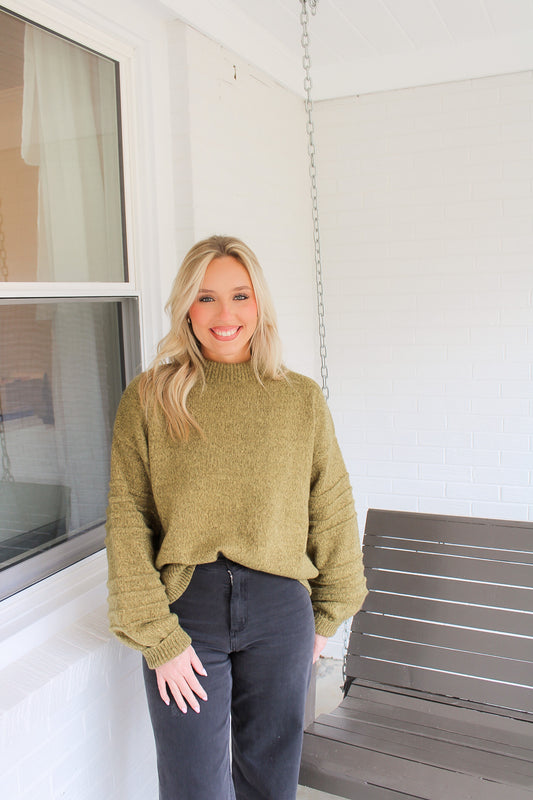 Olive High Neck Sweater