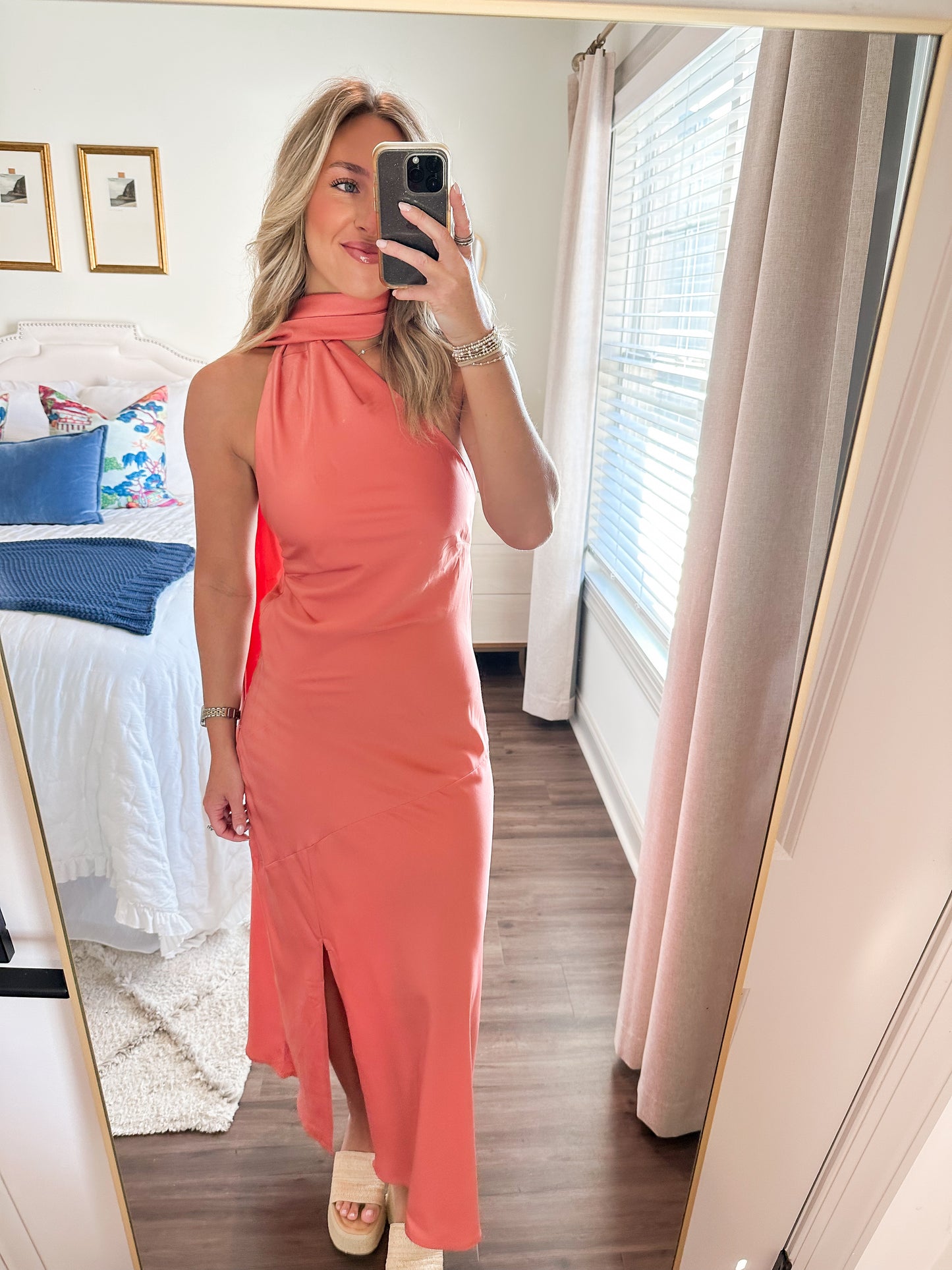 Harley Satin Maxi- Coral