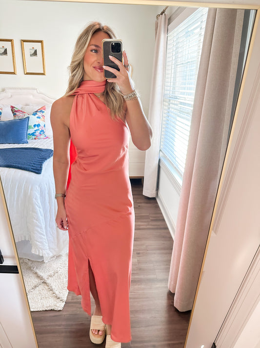 Harley Satin Maxi- Coral