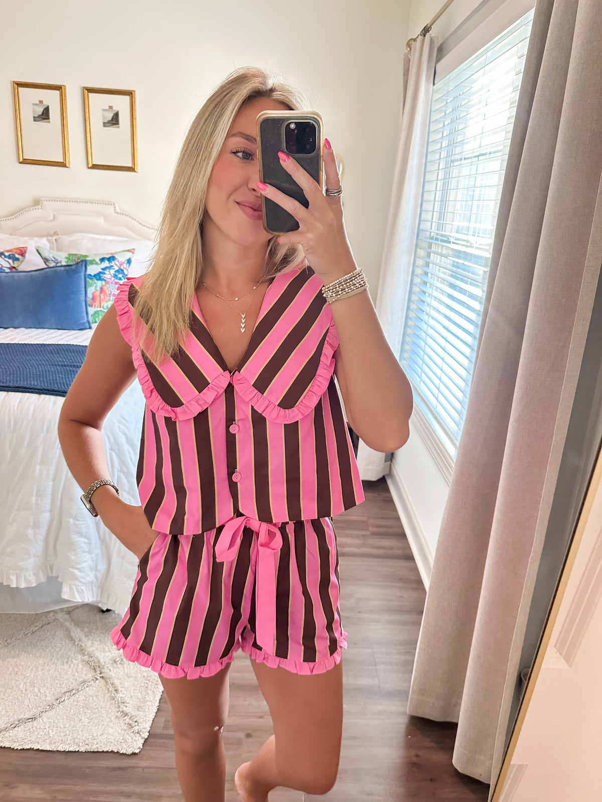 Salome Stripe Set- Pink/Brown