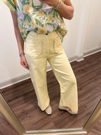 Scallop Pocket Pants- Lemon