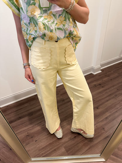 Scallop Pocket Pants- Lemon