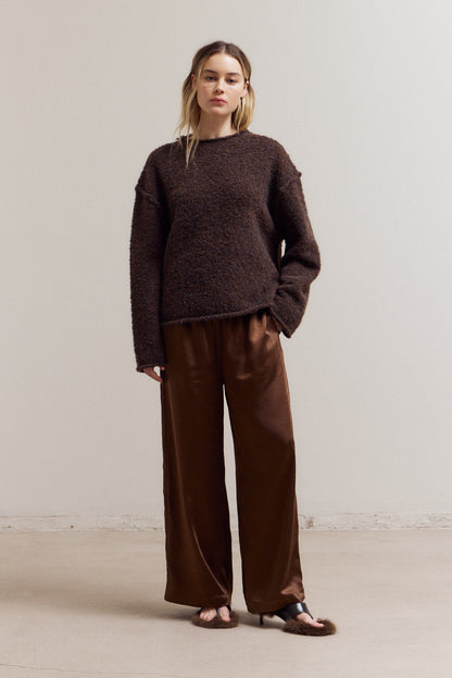 Vivi Satin Pants- Chocolate