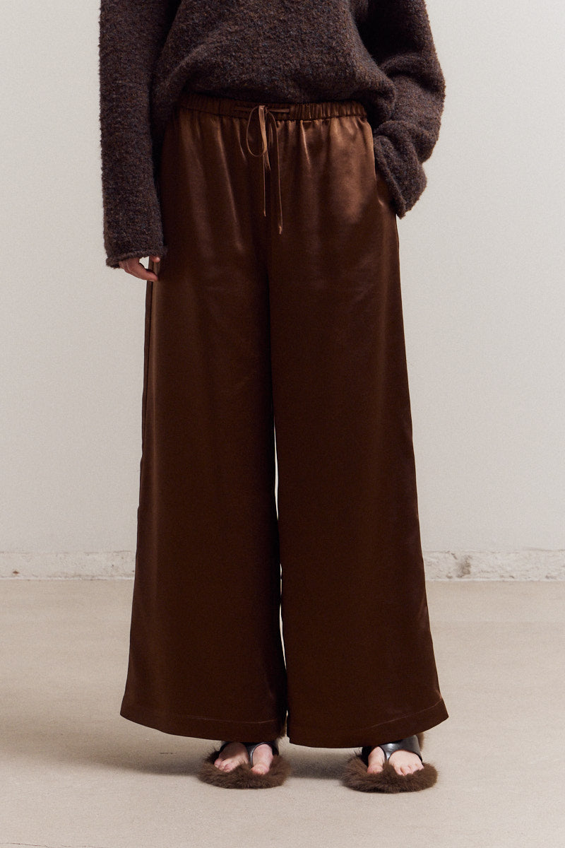 Vivi Satin Pants- Chocolate