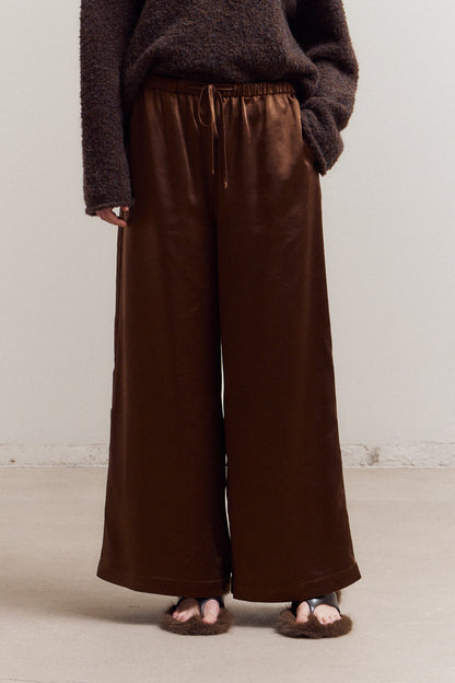 Vivi Satin Pants- Chocolate