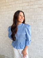 Brittany Smocked Top- Blue