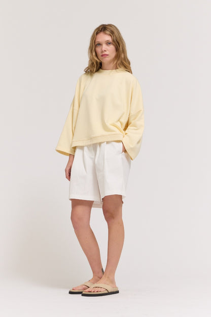 Rib/Terry Lounge Set Top- Butter Yellow