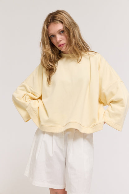 Rib/Terry Lounge Set Top- Butter Yellow