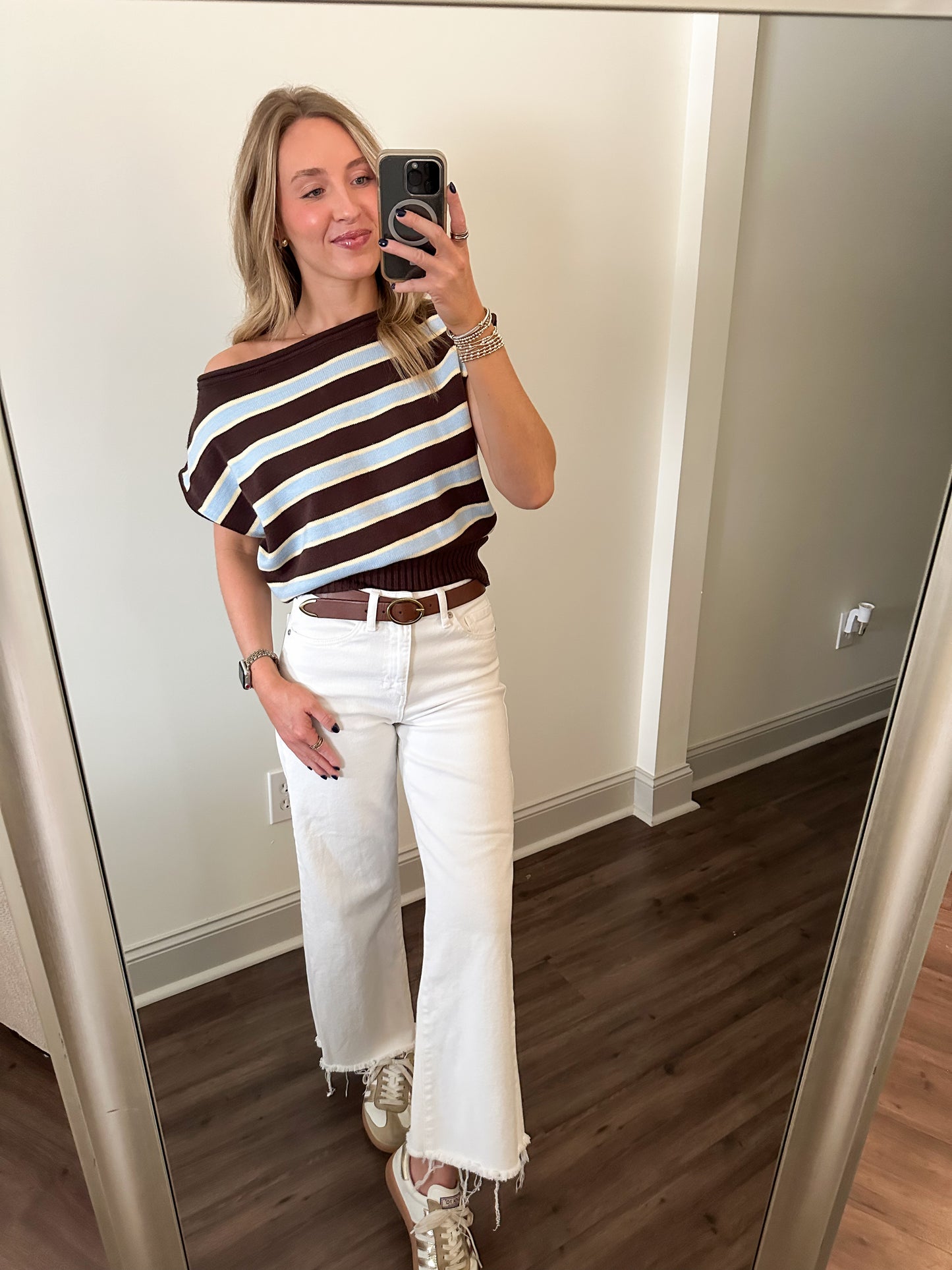 Bentley Stripe Top- Brown/Blue