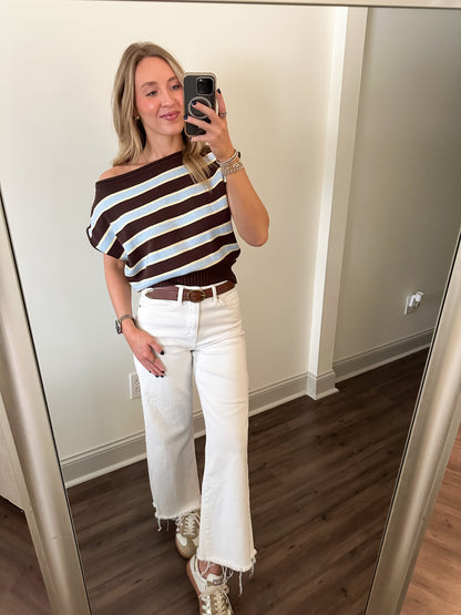 Bentley Stripe Top- Brown/Blue