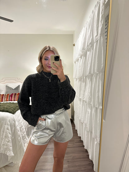 Metallic Silver Shorts