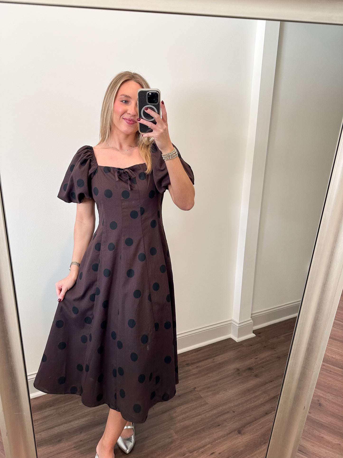 Louisa Midi Dress- Brown/Black