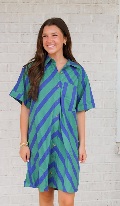 Palmer Dress- Green/Blue