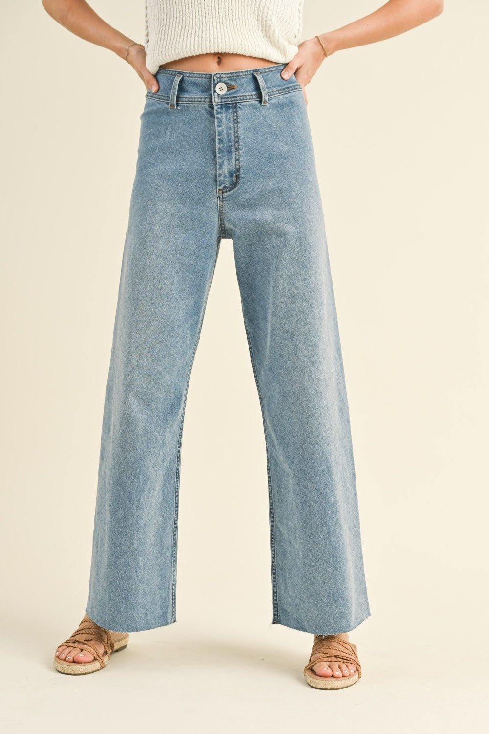 Straight Wide Leg Pants- Denim