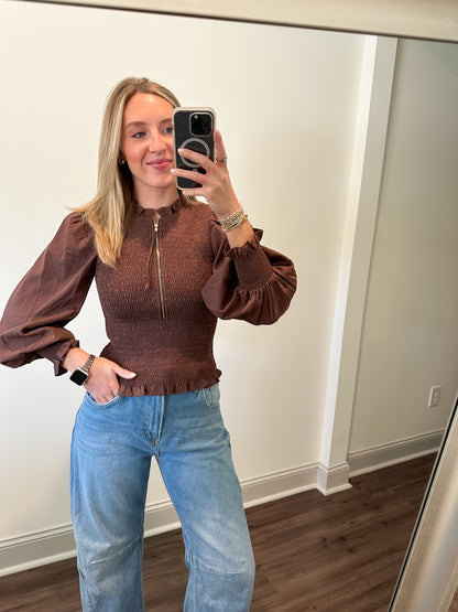 Presley Zip Top- Espresso
