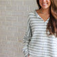 Striped Cardigan- Grey/White