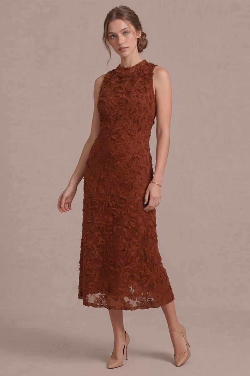 Cori Midi Dress- Rust