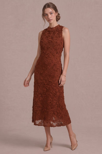Cori Midi Dress- Rust