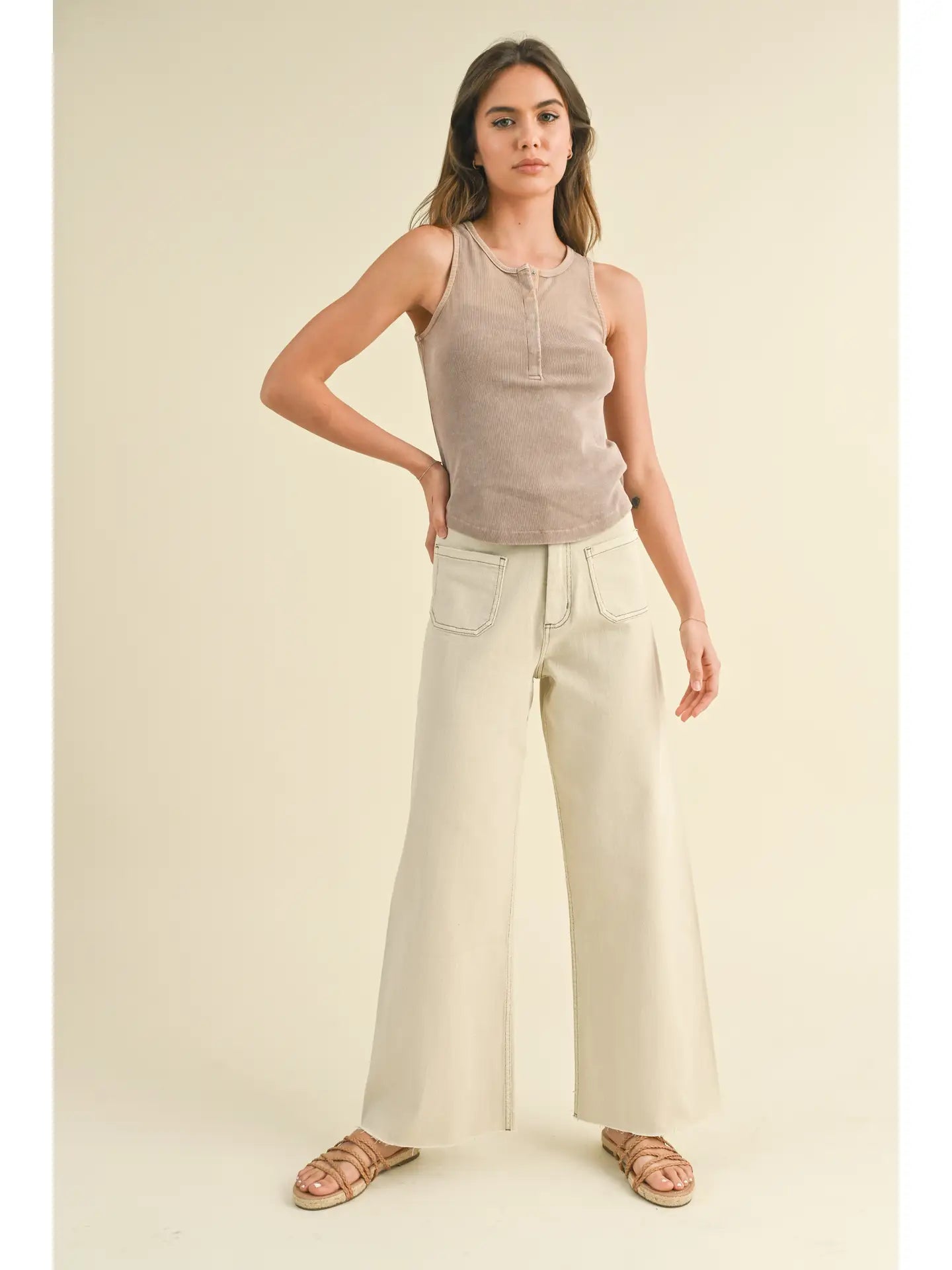 Marie Front Pocket Pants- Beige