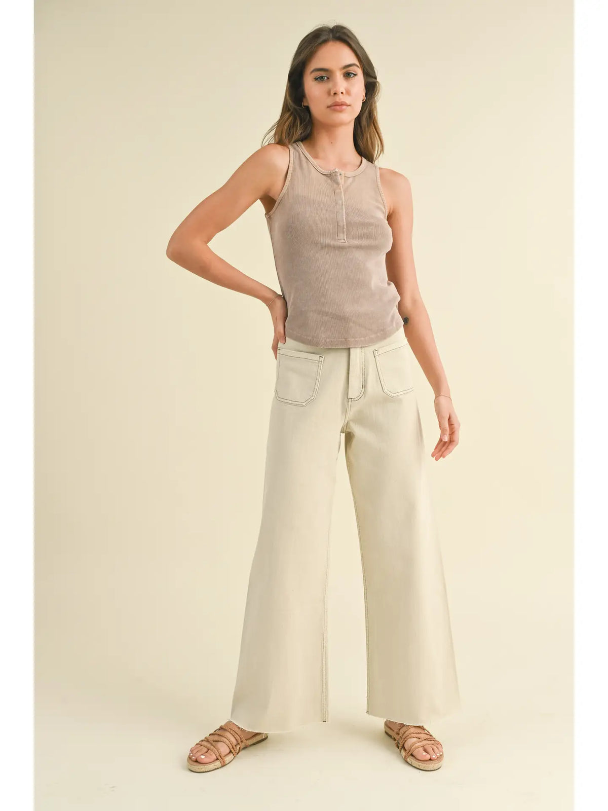 Marie Front Pocket Pants- Beige