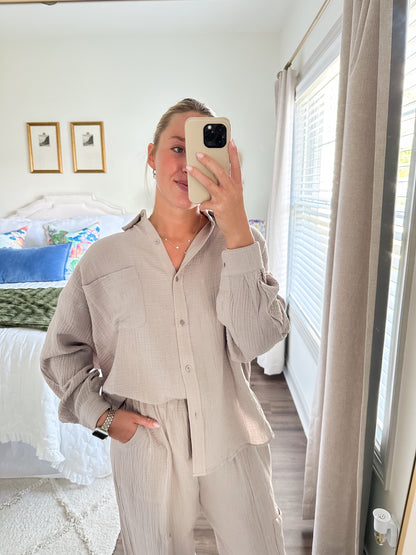 Gauze Button Up Shirt- Haze