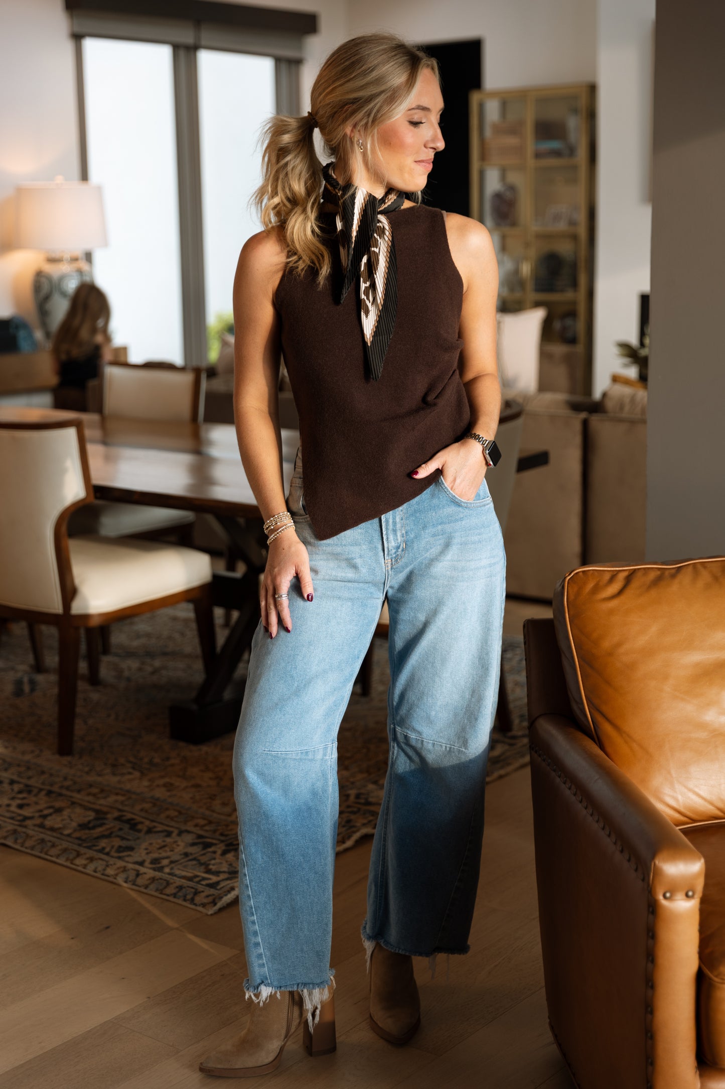 Zella Sweater Tank- Dark Chocolate