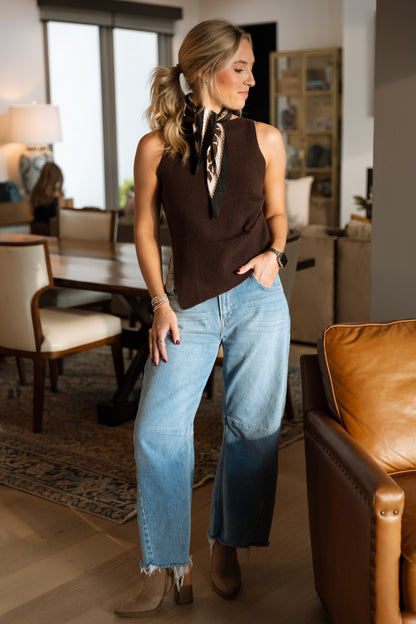 Zella Sweater Tank- Dark Chocolate