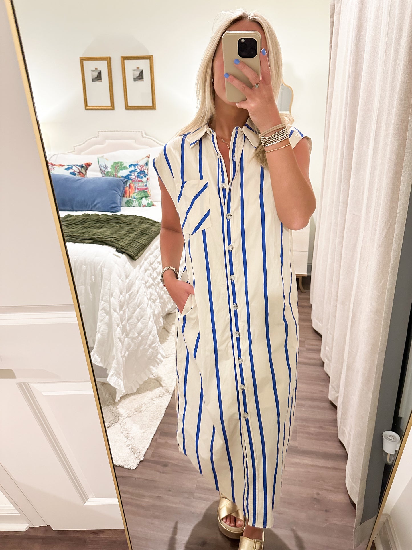 Carol Stripe Midi- Blue