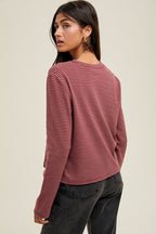Noah Stripe Top- Wine