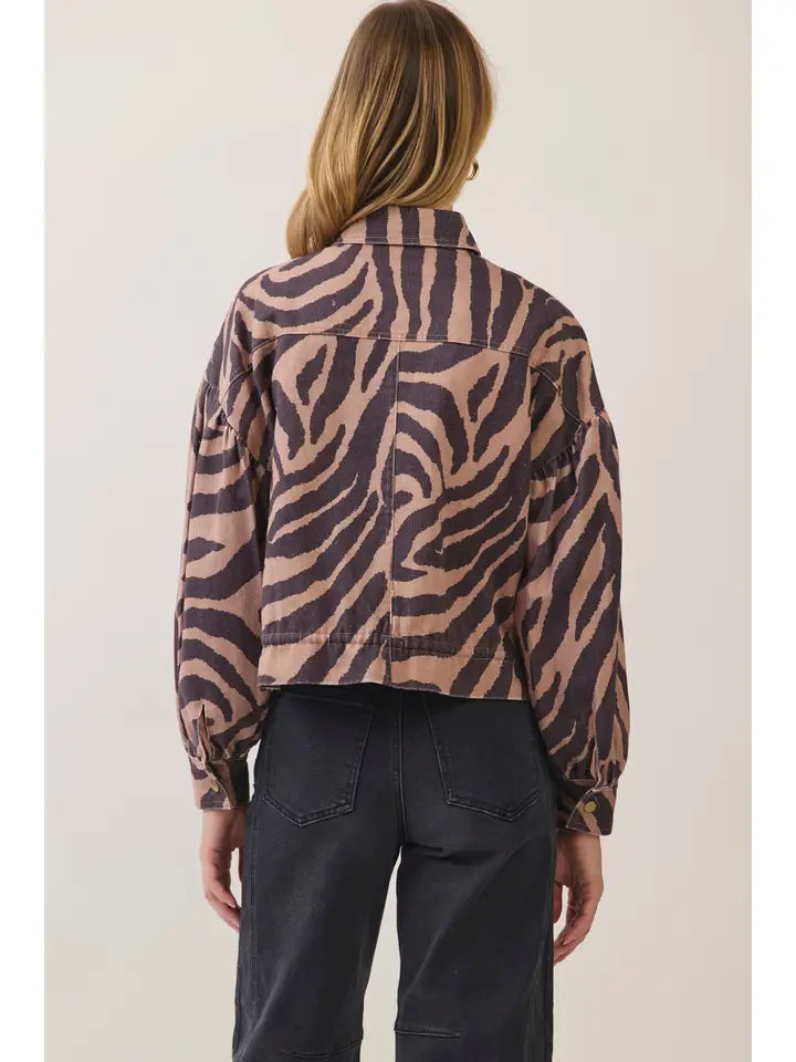 PRE-ORDER Ships 10/30 Zebra Oversized Utility Jacket- Black