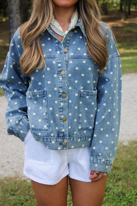 Marcie Polka Dot Denim Jacket