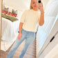 Cream Short Puff Sleeve Sweater