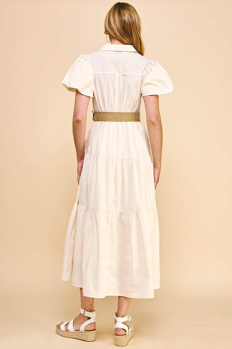 Amanda Belted Maxi- Cream