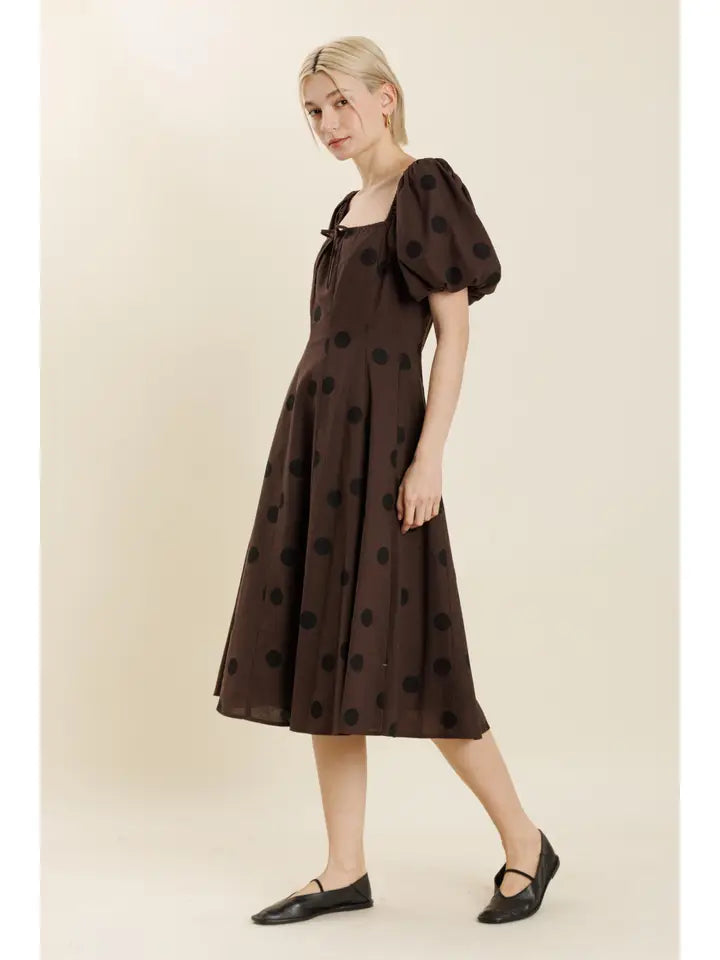 Louisa Midi Dress- Brown/Black