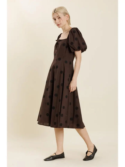 Louisa Midi Dress- Brown/Black
