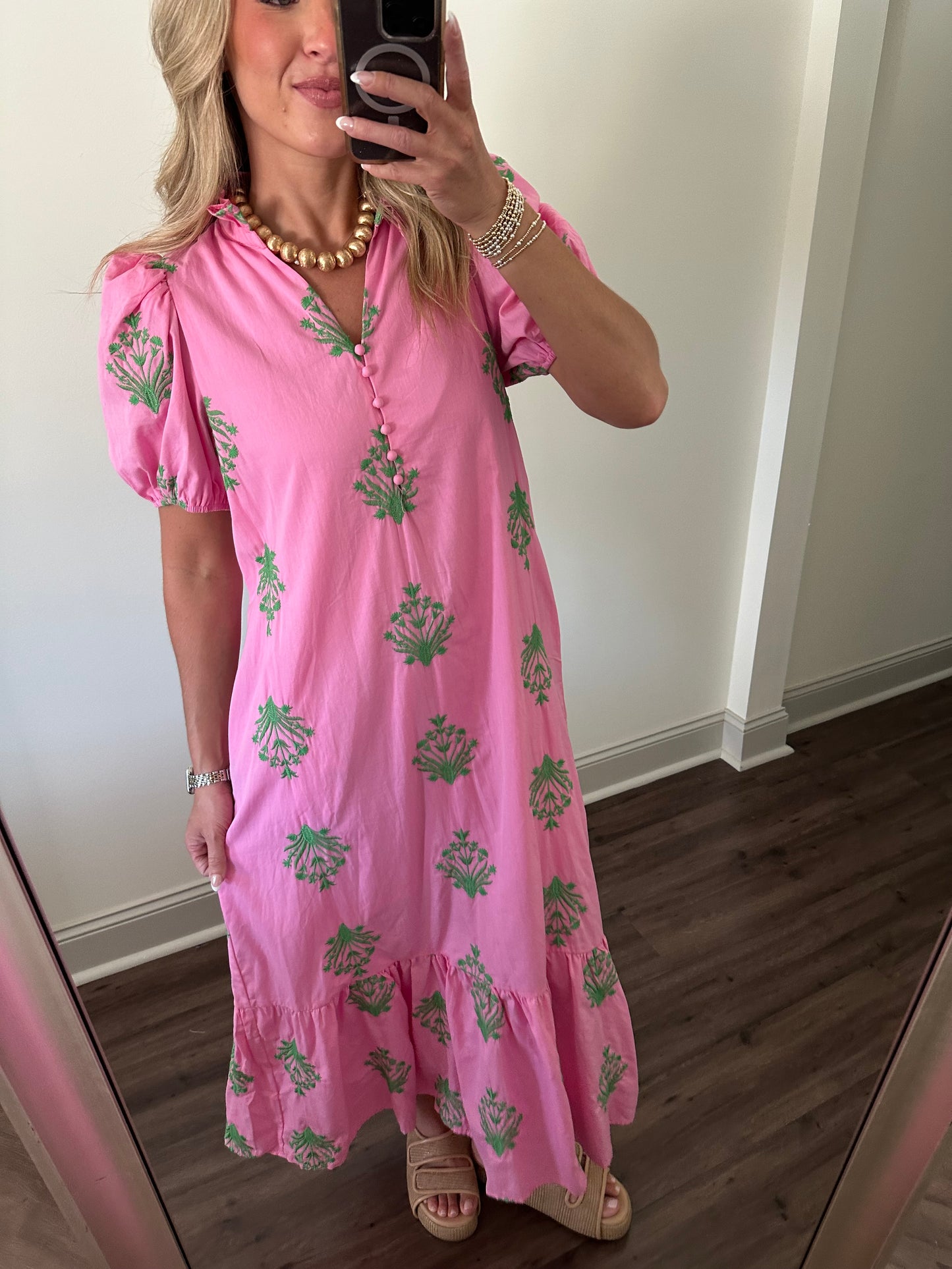 Botanical Maxi Dress- Pink