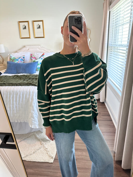 Winnie Sweater- Green Stripe