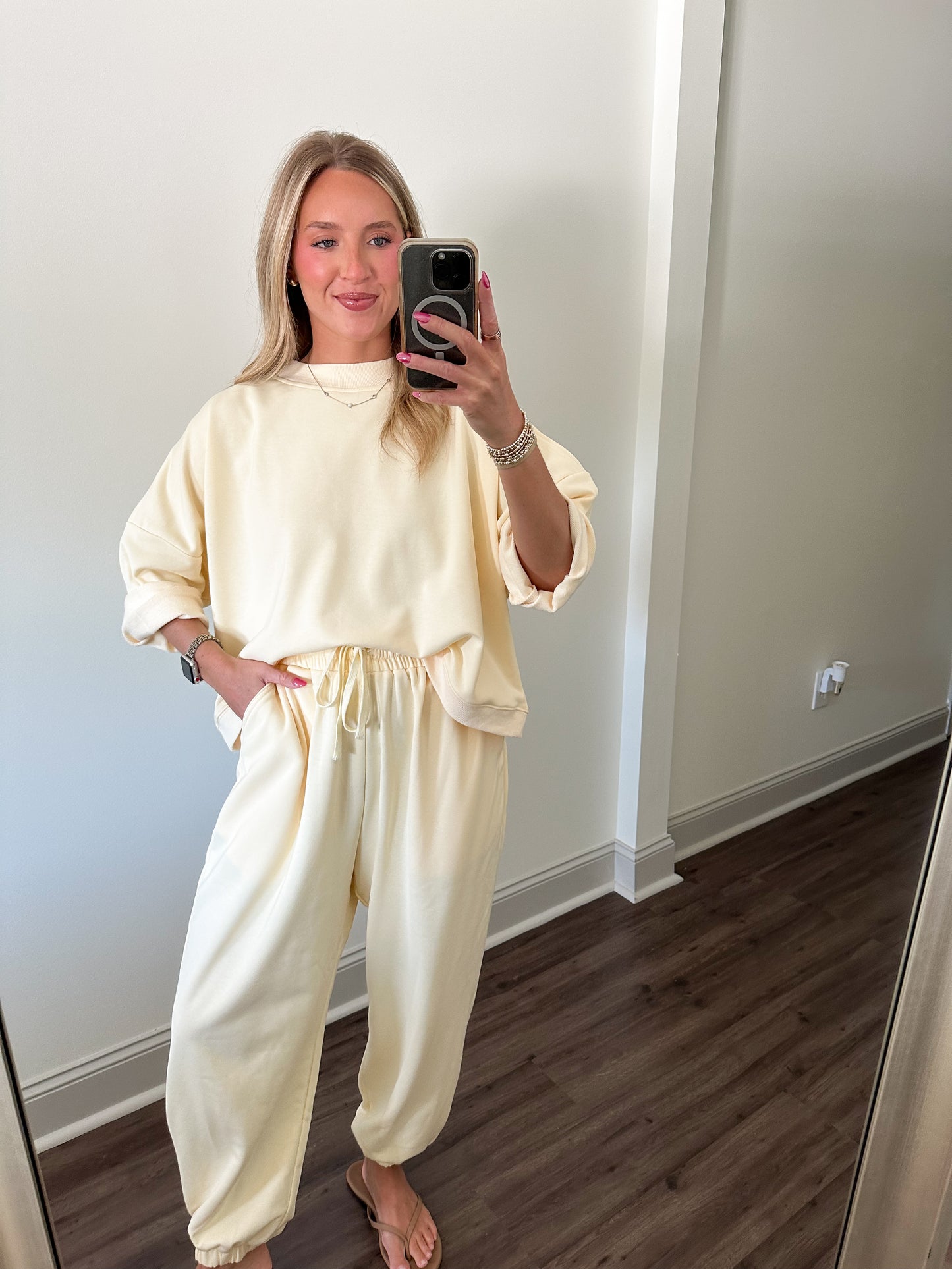 Rib/Terry Lounge Set Top- Butter Yellow