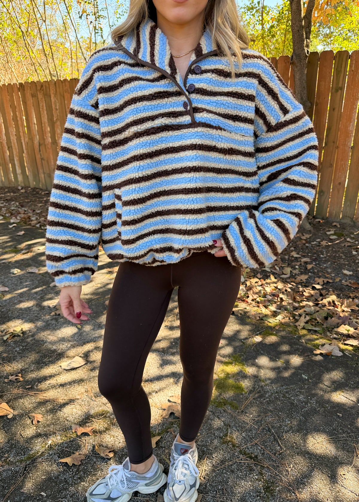 Brynn Striped Pullover- Blue/Brown