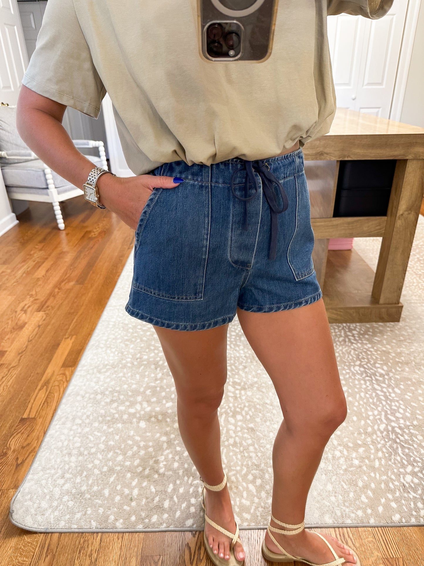 Rubi Drawstring Denim Shorts