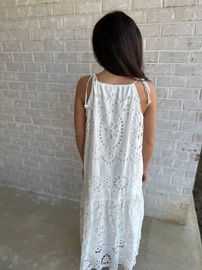 Elegant Eyelet Maxi- White