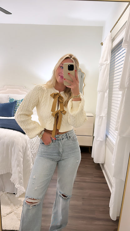 Cable Knit Bow Sweater