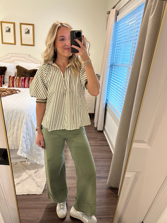 Marin Stripe Top- Olive