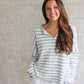 Striped Cardigan- Grey/White