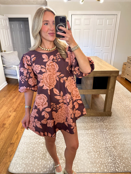 The Francesca Mini Dress- Wine/Pink