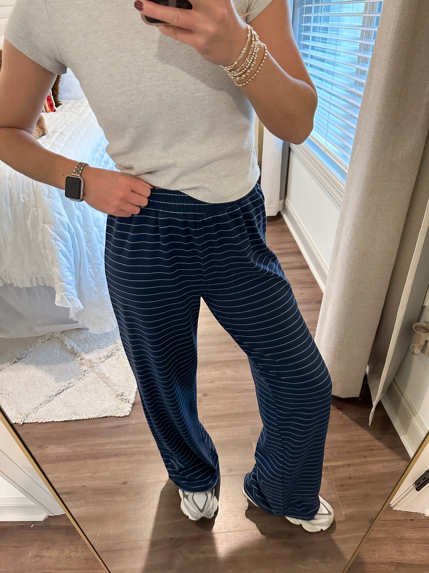 Ceila Stripe Pant- Navy