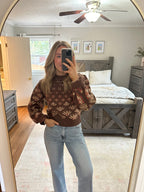 Pearl Embellished Sweater- Brown