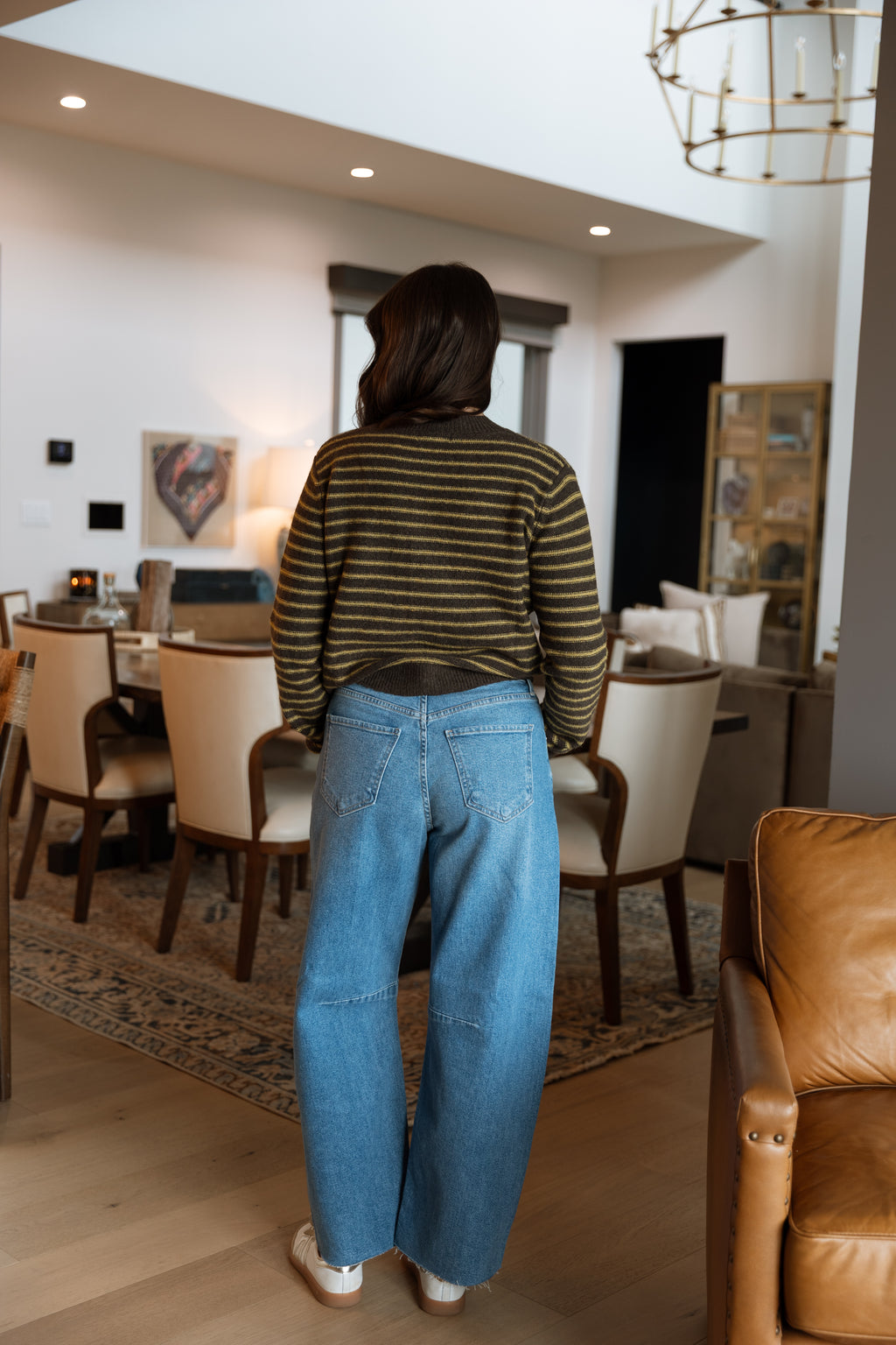Celine Stripe Cardigan- Chestnut