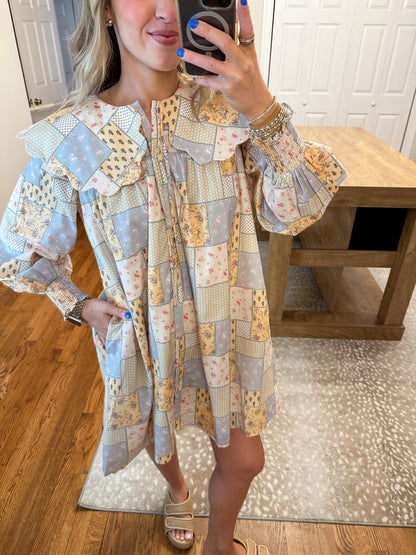 Tile Print Mini Dress- Multi